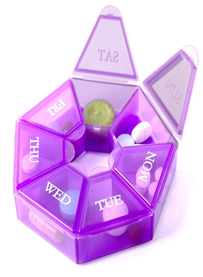 Deke Home - Small Weekly Pill Organizer, Round Pill Dispenser for Travel, Mini Pill Organizer, Compact Medicine Holder, Pill Sorters 7 Days, Portable Vitamin Container, BPA Free (Food Grade) - Image 1